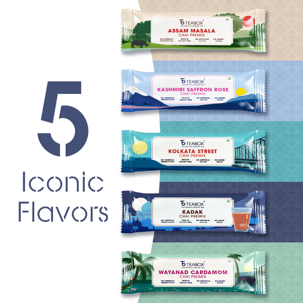 Teabox Assorted Chai Premix <br> (30 Single Serve Sachets)