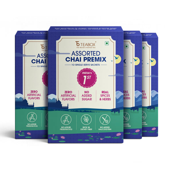 Teabox Assorted Chai Premix <br> (10 Single Serve Sachets)