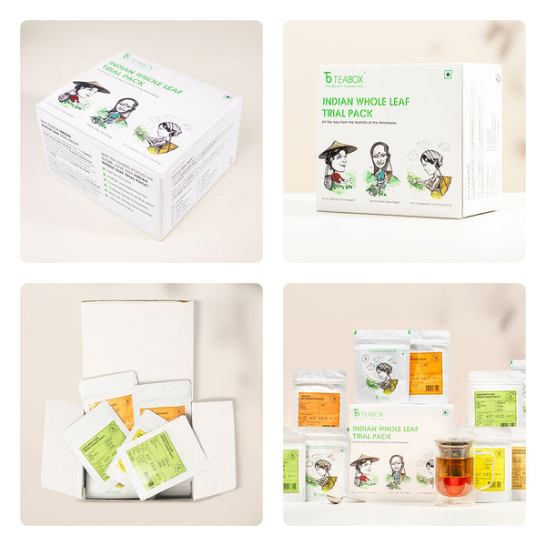 Indian Whole Leaf Trial Pack (Free Seidel Glass Tea Mug With Infuser & Ideal Teaspoon)