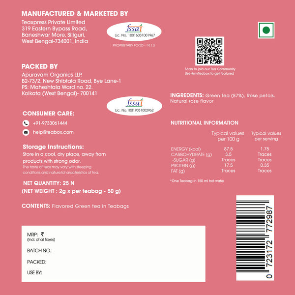 Green Tea Rose Glow (Teabag)