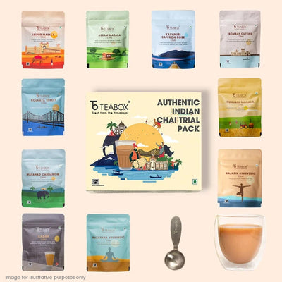 Authentic Indian Chai Trial Pack (Free Valencia Glass Teacup & Ideal Teaspoon)