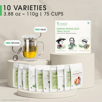 Darjeeling & Assam Whole Leaf Tea Trial Pack (Free Infuser Mug & Teaspoon)