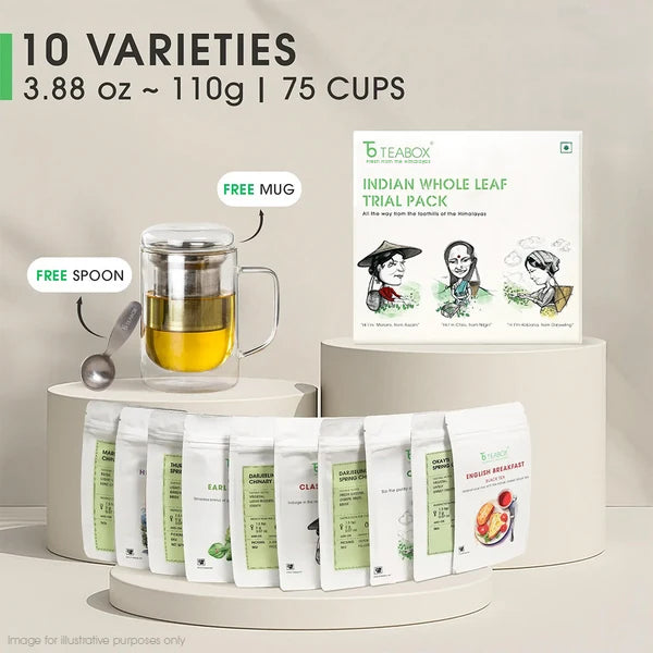 Darjeeling & Assam Whole Leaf Tea Trial Pack (Free Infuser Mug & Teaspoon)