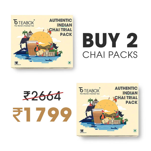 Authentic Indian Chai Trial Pack (Free Valencia Glass Teacup & Ideal Teaspoon) X2