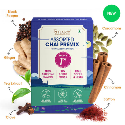 Teabox Assorted Chai Premix <br> (10 Single Serve Sachets)