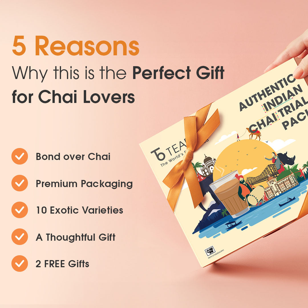 Authentic Indian Chai Trial Pack (Free Valencia Glass Teacup & Ideal Teaspoon) -