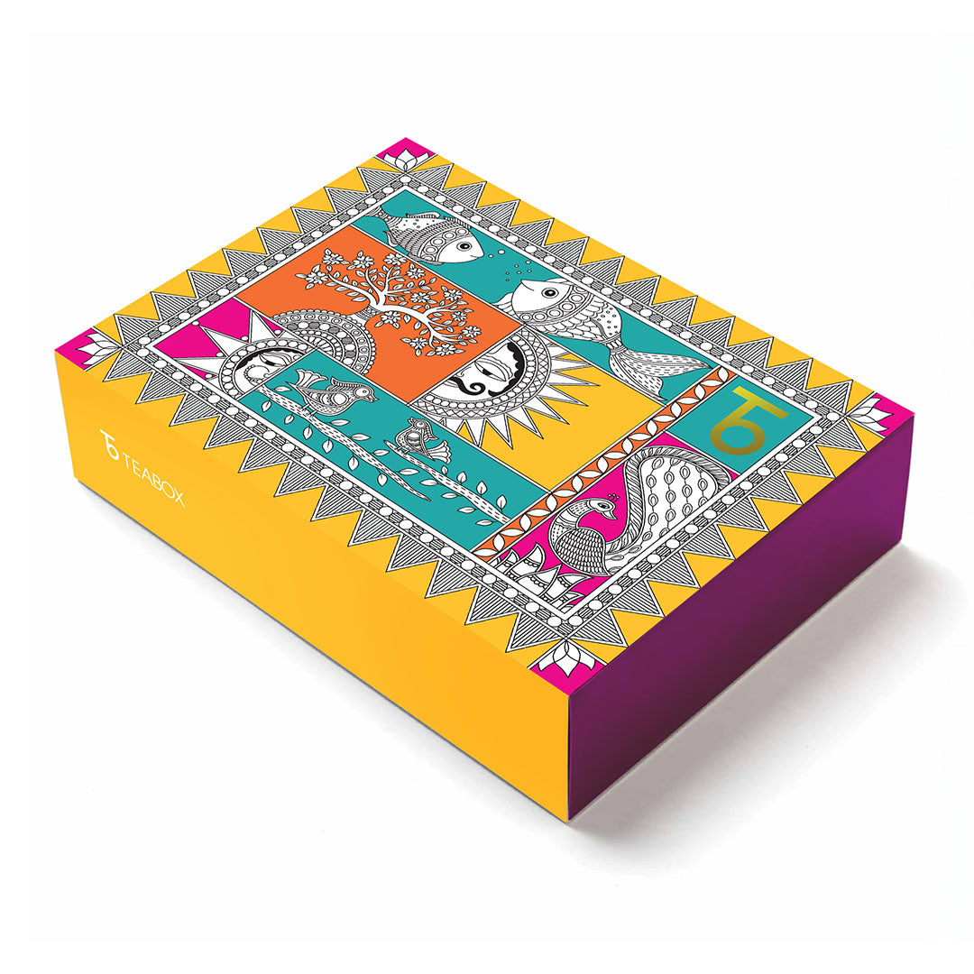 Chai Serenity: Vibrant, Madhubani-Inspired Gift