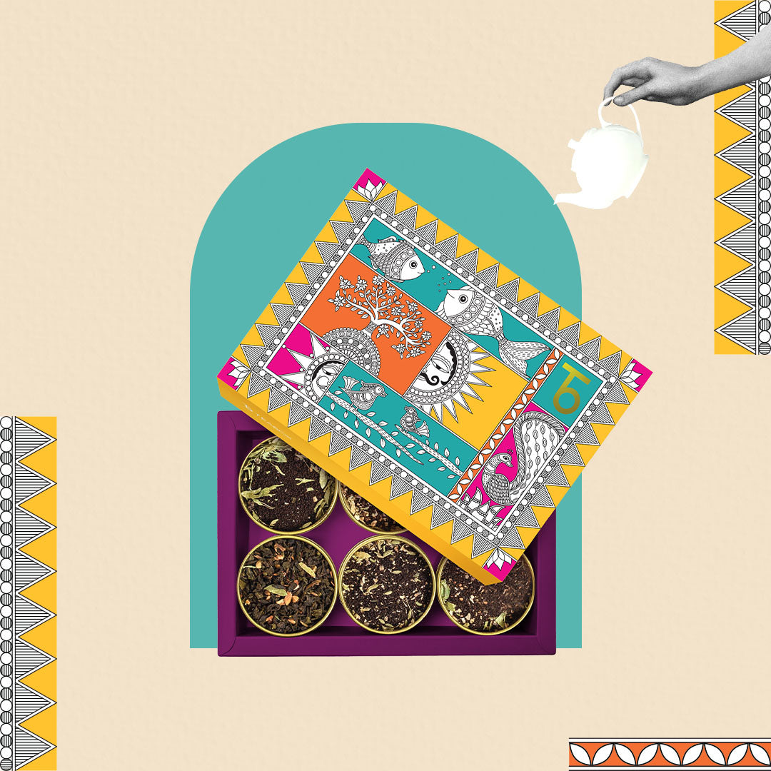 Chai Serenity: Vibrant, Madhubani-Inspired Gift