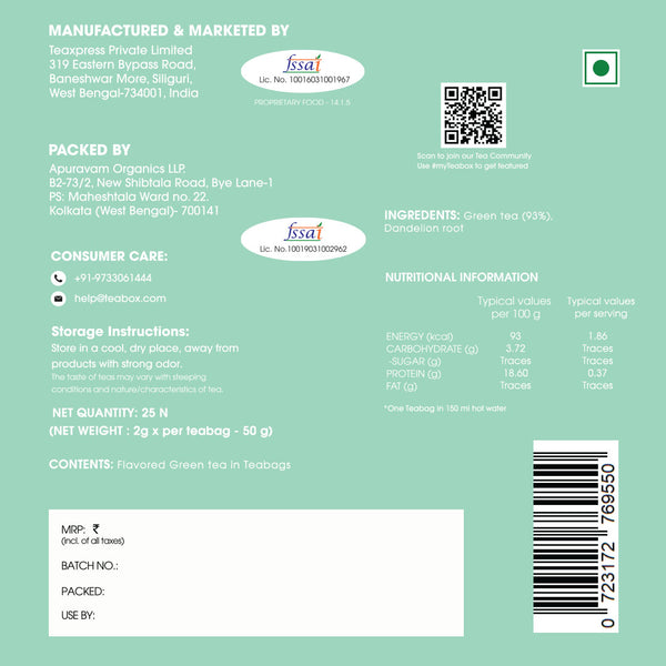 Green Tea Dandelion Detox (Teabag)