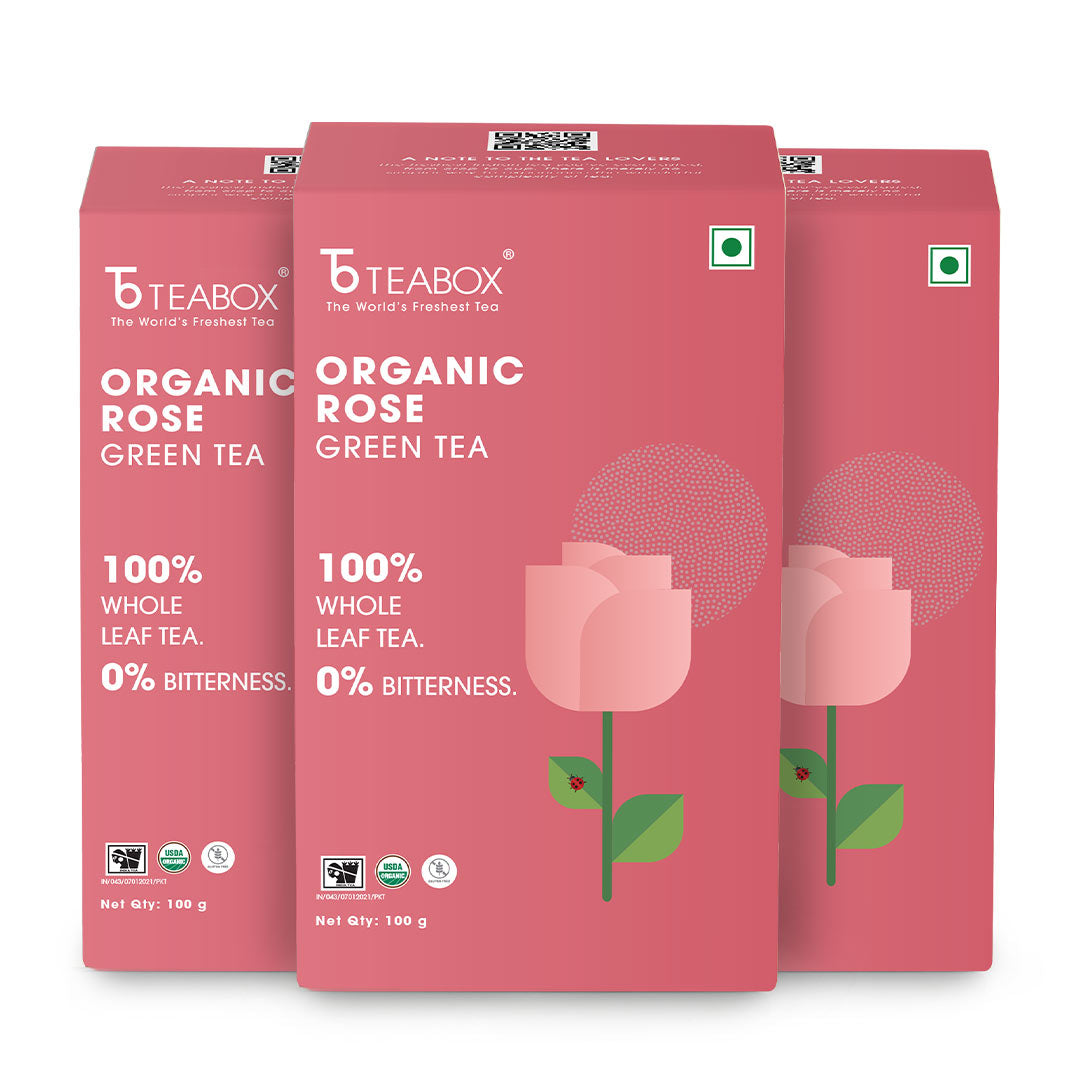 Buy 2023 Organic Rose Green Loose Leaf Tea For Glowing Skin Teabox