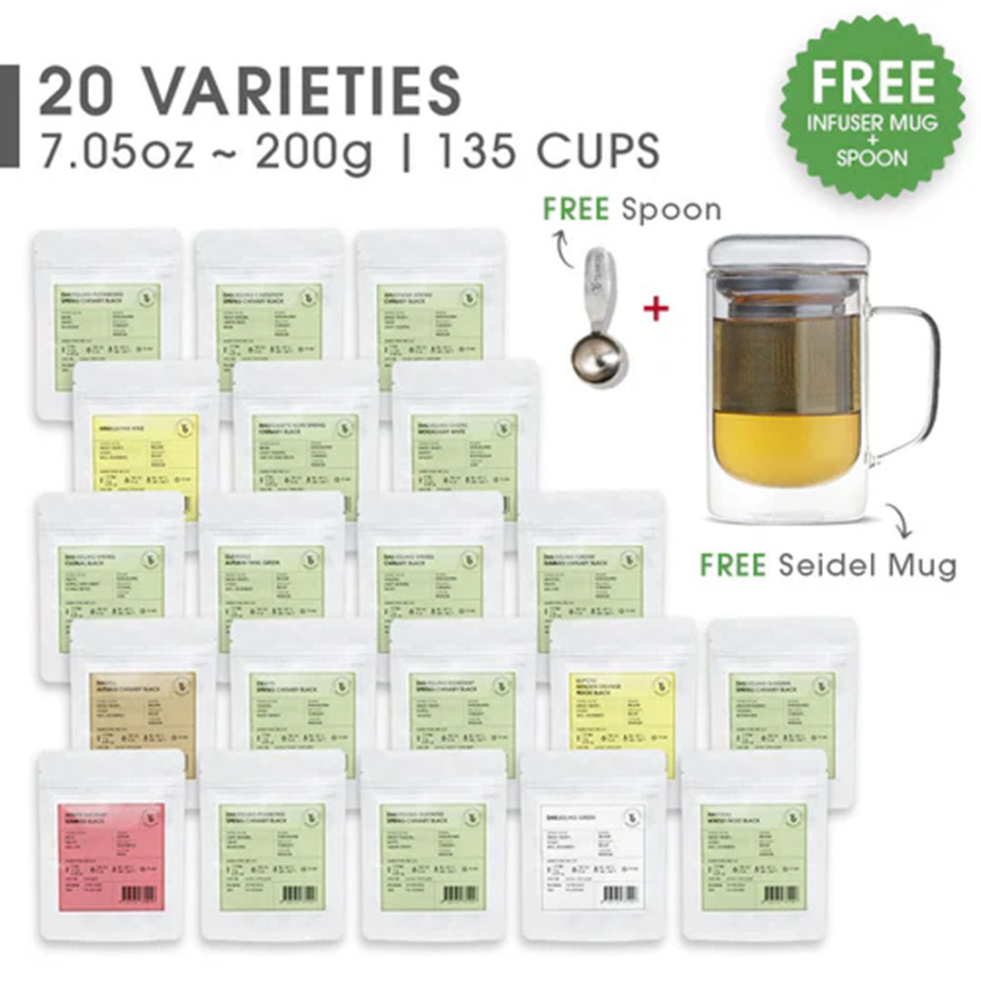 Indian Whole Leaf Complete Trial Pack (Free Seidel Glass Tea Mug With Infuser & Ideal Teaspoon)