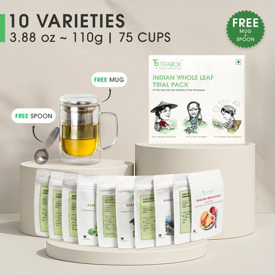 Darjeeling & Assam Whole Leaf Tea Trial Pack (Free Infuser Mug & Teaspoon)