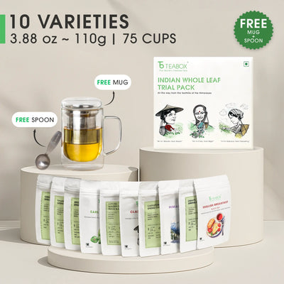 Darjeeling & Assam Whole Leaf Tea Trial Pack (Free Infuser Mug & Teaspoon)
