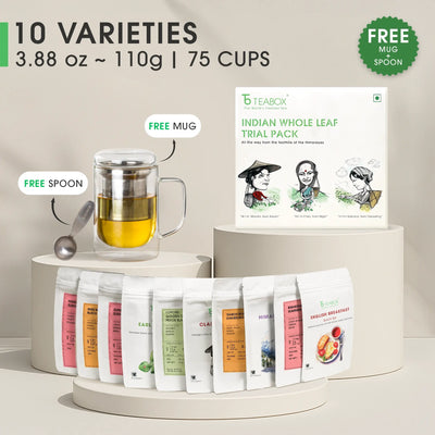 Darjeeling & Assam Whole Leaf Tea Trial Pack (Free Infuser Mug & Teaspoon)