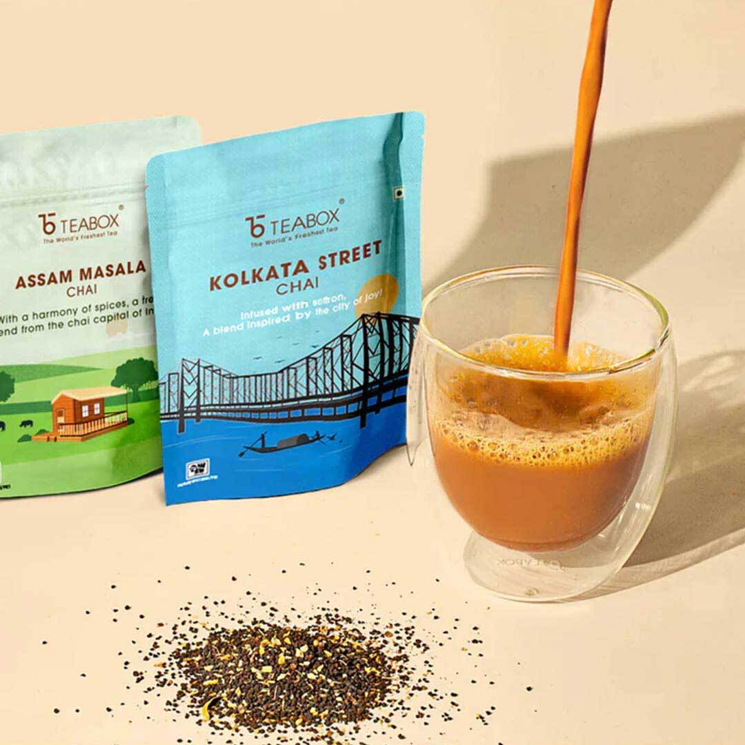 Authentic Indian Chai Trial Pack (Free Valencia Glass Teacup & Ideal Teaspoon) -