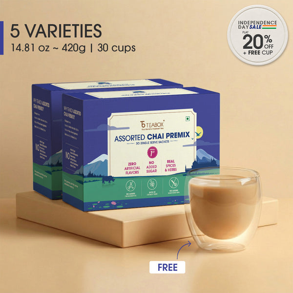 Assorted Chai Premix - Pack of 60 (+ Free Glass Cup)